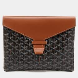 Goyard Brown Goyardine Coated Canvas and Leather Camondo II Horizontal MM Clutch