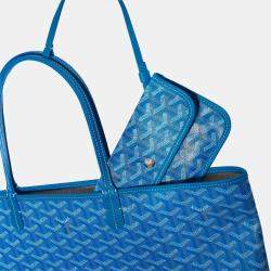 Pre Owned Goyard Sky Blue Goyardine Coated Canvas and Leather Saint Louis PM Tote Bag