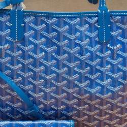 Goyard Blue Goyardine Coated Canvas and Leather Saint Louis PM Tote