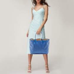 Goyard Blue Goyardine Coated Canvas and Leather Saint Louis PM Tote