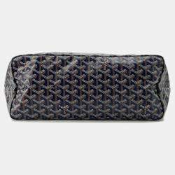 Pre Owned Goyard Navy Pvc Coated Canvas Leather Saint Louis PM Tote Bag