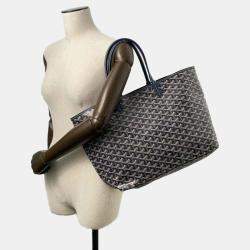 Pre Owned Goyard Navy Pvc Coated Canvas Leather Saint Louis PM Tote Bag