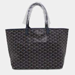 Goyard Navy Blue Pvc Coated Canvas Leather Saint Louis PM Tote Bag