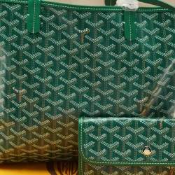 Goyard Green Goyardine Coated Canvas and Leather Saint Louis PM Tote