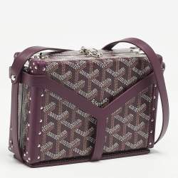 Pre Owned Goyard Burgundy Goyardine Coated Canvas and Leather Minaudière Trunk Bag