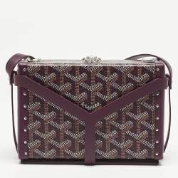 Pre Owned Goyard Burgundy Goyardine Coated Canvas and Leather Minaudière Trunk Bag