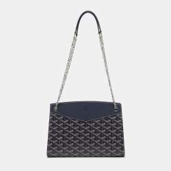 Pre Owned Goyard Blue Goyardine Coated Canvas and Leather Rouette Structure PM Shoulder Bag