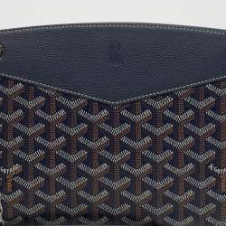 Pre Owned Goyard Blue Goyardine Coated Canvas and Leather Rouette Structure PM Shoulder Bag