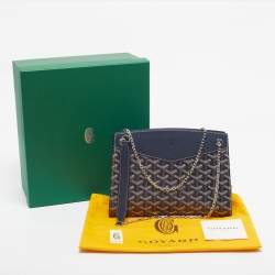 Pre Owned Goyard Blue Goyardine Coated Canvas and Leather Rouette Structure PM Shoulder Bag