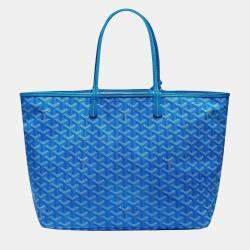 Pre Owned Goyard Saint Louis PM Sky Blue Goyardine Coated Canvas and Leather Tote