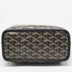 Pre Owned Goyard Black Goyardine Coated Canvas and Leather Mini Reversible Anjou Tote