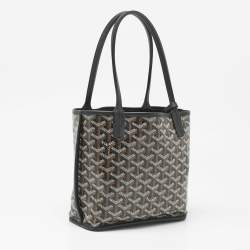 Pre Owned Goyard Black Goyardine Coated Canvas and Leather Mini Reversible Anjou Tote
