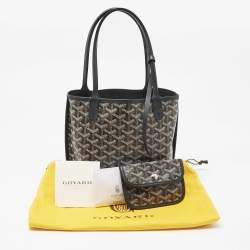 Pre Owned Goyard Black Goyardine Coated Canvas and Leather Mini Reversible Anjou Tote