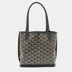 Pre Owned Goyard Black Goyardine Coated Canvas and Leather Mini Reversible Anjou Tote