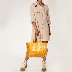 Pre Owned Goyard Yellow Goyardine Coated Canvas and Leather Saint Louis PM Tote