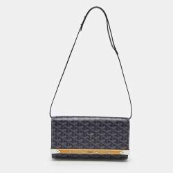 Pre Owned Goyard Blue Goyardine Coated Canvas and Leather Monte Carlo PM Clutch