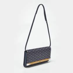 Pre Owned Goyard Blue Goyardine Coated Canvas and Leather Monte Carlo PM Clutch