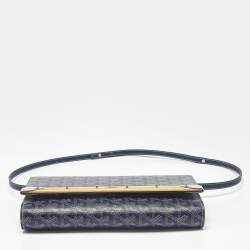 Pre Owned Goyard Blue Goyardine Coated Canvas and Leather Monte Carlo PM Clutch