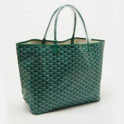 Pre Owned Goyard Green Goyardine Coated Canvas and Leather Saint Louis GM Tote