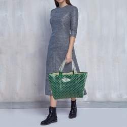 Pre Owned Goyard Green Goyardine Coated Canvas and Leather Saint Louis GM Tote