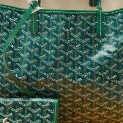 مملوكة مسبقًا Goyard Green Goyardine Coated Canvas and Leather Saint Louis PM Tote