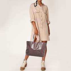 Pre Owned Goyard Burgundy Goyardine Coated Canvas and Leather Saint Louis PM Tote