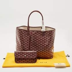 Pre Owned Goyard Burgundy Goyardine Coated Canvas and Leather Saint Louis PM Tote