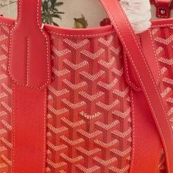 Pre Owned Goyard Fuchsia Goyardine Coated Canvas and Leather Belharra PM Tote