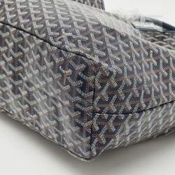 Pre Owned Goyard Navy Blue Goyardine Coated Canvas and Leather Saint Louis PM Tote