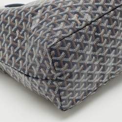 Pre Owned Goyard Navy Blue Goyardine Coated Canvas and Leather Saint Louis PM Tote