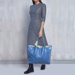 Pre Owned Goyard Blue Goyardine Coated Canvas and Leather Saint Louis GM Tote