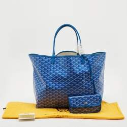 Pre Owned Goyard Blue Goyardine Coated Canvas and Leather Saint Louis GM Tote