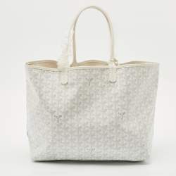 Pre Owned Goyard White Goyardine Coated Canvas and Leather Saint Louis PM Tote