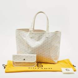 Pre Owned Goyard White Goyardine Coated Canvas and Leather Saint Louis PM Tote
