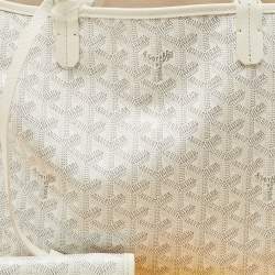 Pre Owned Goyard White Goyardine Coated Canvas and Leather Saint Louis PM Tote