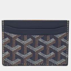 مملوكة مسبقًا Goyard Navy Blue Goyardine Coated Canvas and Leather Saint Sulpice Card Holder