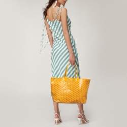 Pre Owned Goyard Yellow Goyardine Coated Canvas and Leather Saint Louis PM Tote