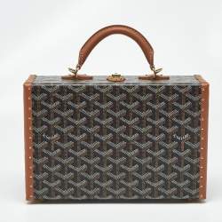 Pre Owned Goyard Brown Goyardine Coated Canvas and Leather Grand Hotel Trunk