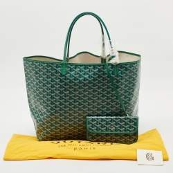 Pre Owned Goyard Green Goyardine Coated Canvas and Leather Saint Louis GM Tote