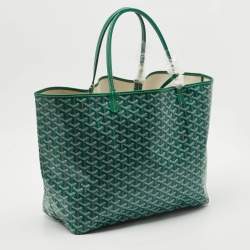 Pre Owned Goyard Green Goyardine Coated Canvas and Leather Saint Louis GM Tote