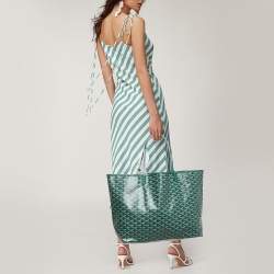 Pre Owned Goyard Green Goyardine Coated Canvas and Leather Saint Louis GM Tote