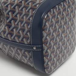 Pre Owned Goyard Navy Blue Goyardine Coated Canvas and Leather Petit Flot Bucket Bag
