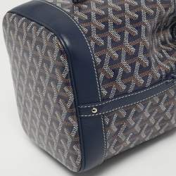 Pre Owned Goyard Navy Blue Goyardine Coated Canvas and Leather Petit Flot Bucket Bag
