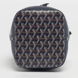 Pre Owned Goyard Navy Blue Goyardine Coated Canvas and Leather Petit Flot Bucket Bag