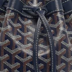 Pre Owned Goyard Navy Blue Goyardine Coated Canvas and Leather Petit Flot Bucket Bag