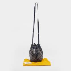 Pre Owned Goyard Navy Blue Goyardine Coated Canvas and Leather Petit Flot Bucket Bag