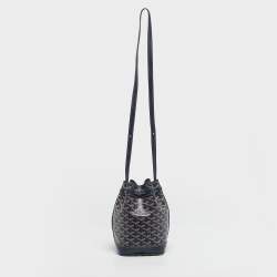 Pre Owned Goyard Navy Blue Goyardine Coated Canvas and Leather Petit Flot Bucket Bag