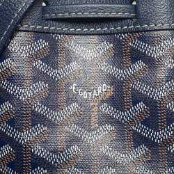 Pre Owned Goyard Navy Blue Goyardine Coated Canvas and Leather Petit Flot Bucket Bag