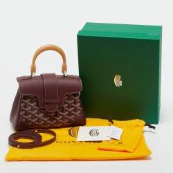 Pre Owned Goyard Burgundy Goyardine Coated Canvas and Leather Mini Saigon Top Handle Bag