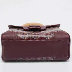 Pre Owned Goyard Burgundy Goyardine Coated Canvas and Leather Mini Saigon Top Handle Bag